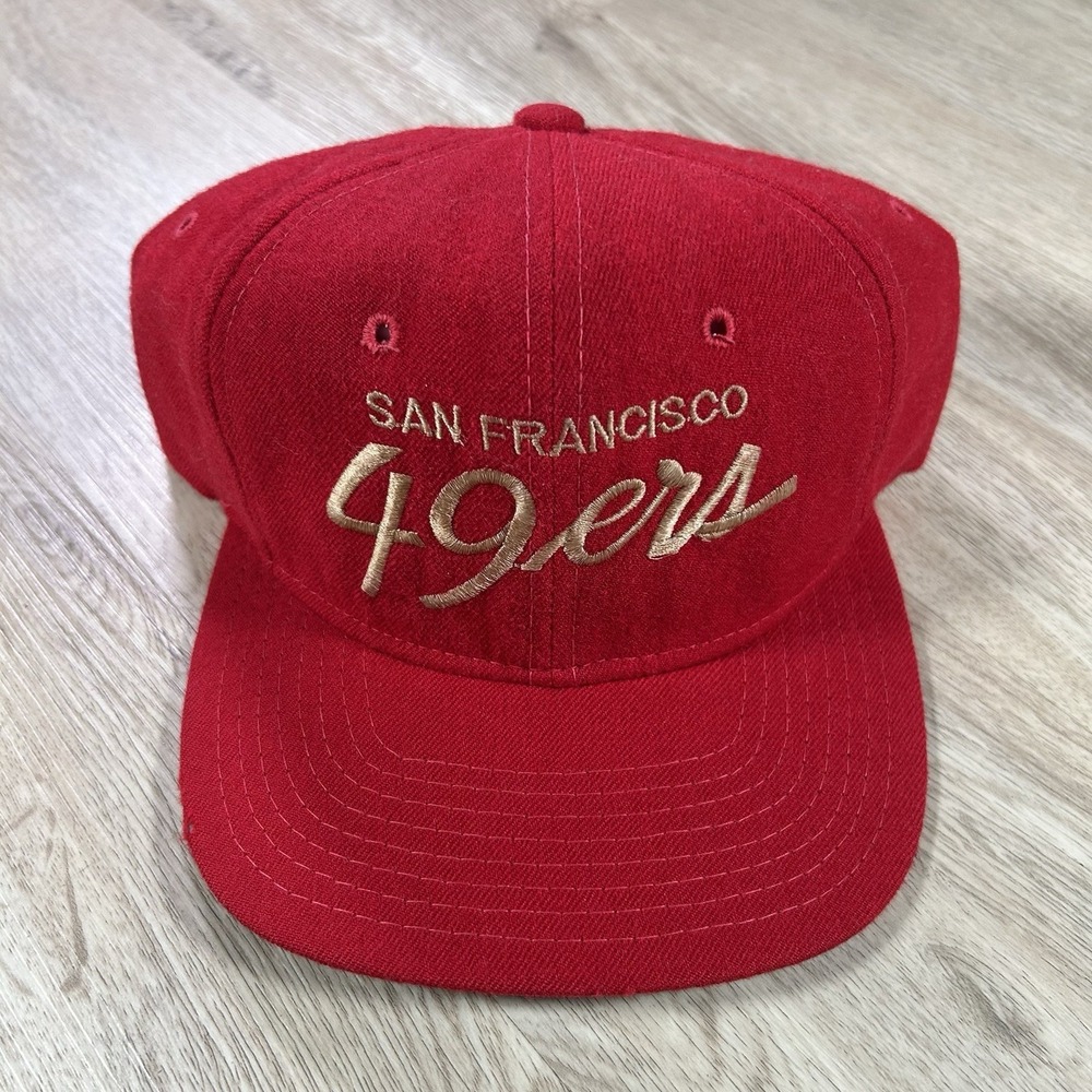 VTG Sports Specialties San Francisco 49ers Script Snapback Hat NFL Red 100% Wool